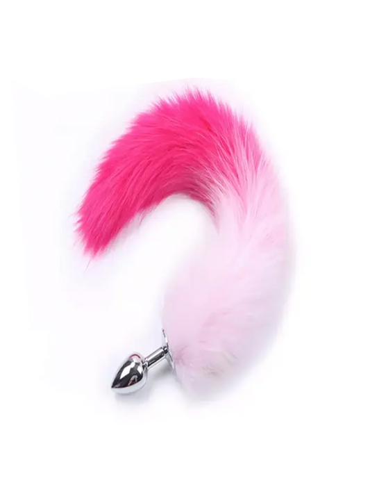 Foxtail Metal Plug with Pink Ombre Curled